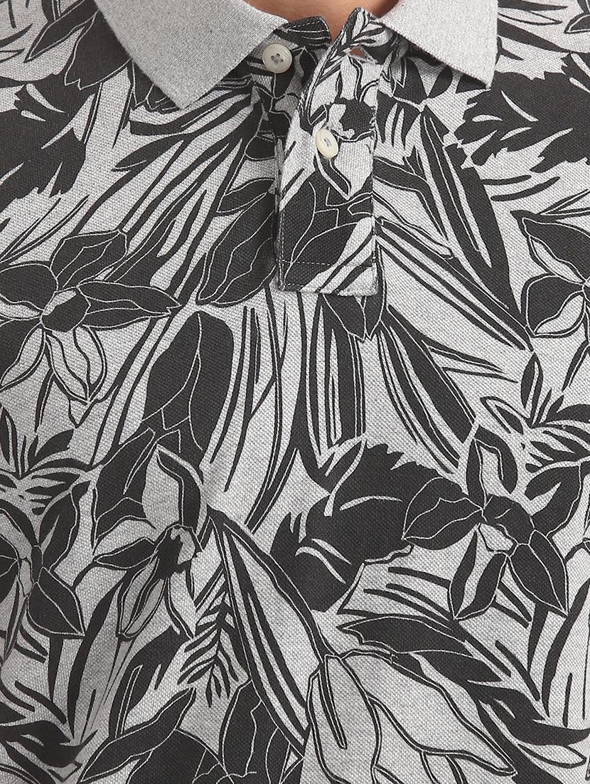 grey floral print polo t-shirt - 16721350 - Zoom Image - 5