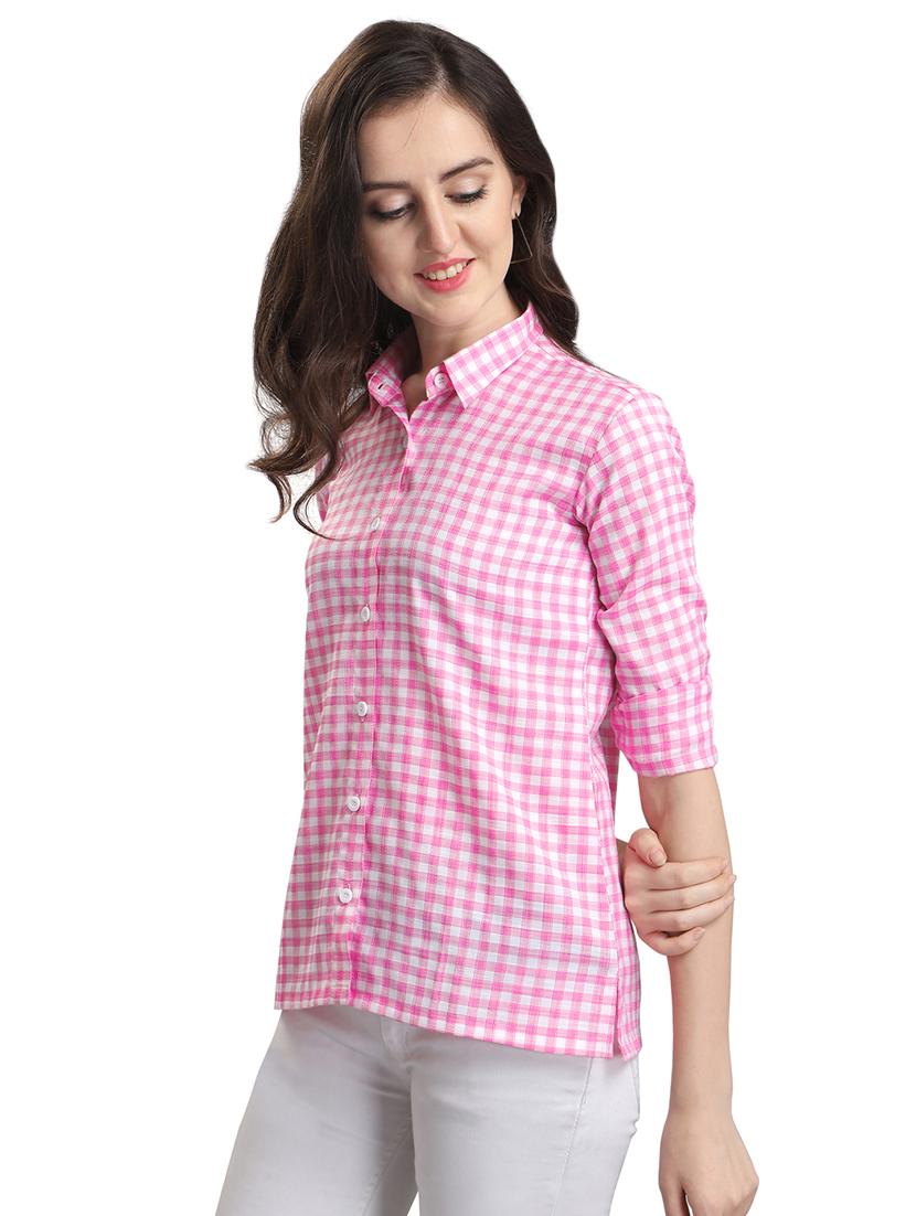 roll up sleeved gingham checkered shirt - 16721689 - Zoom Image - 2