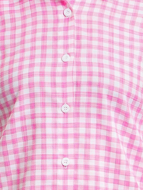 roll up sleeved gingham checkered shirt - 16721689 - Zoom Image - 5