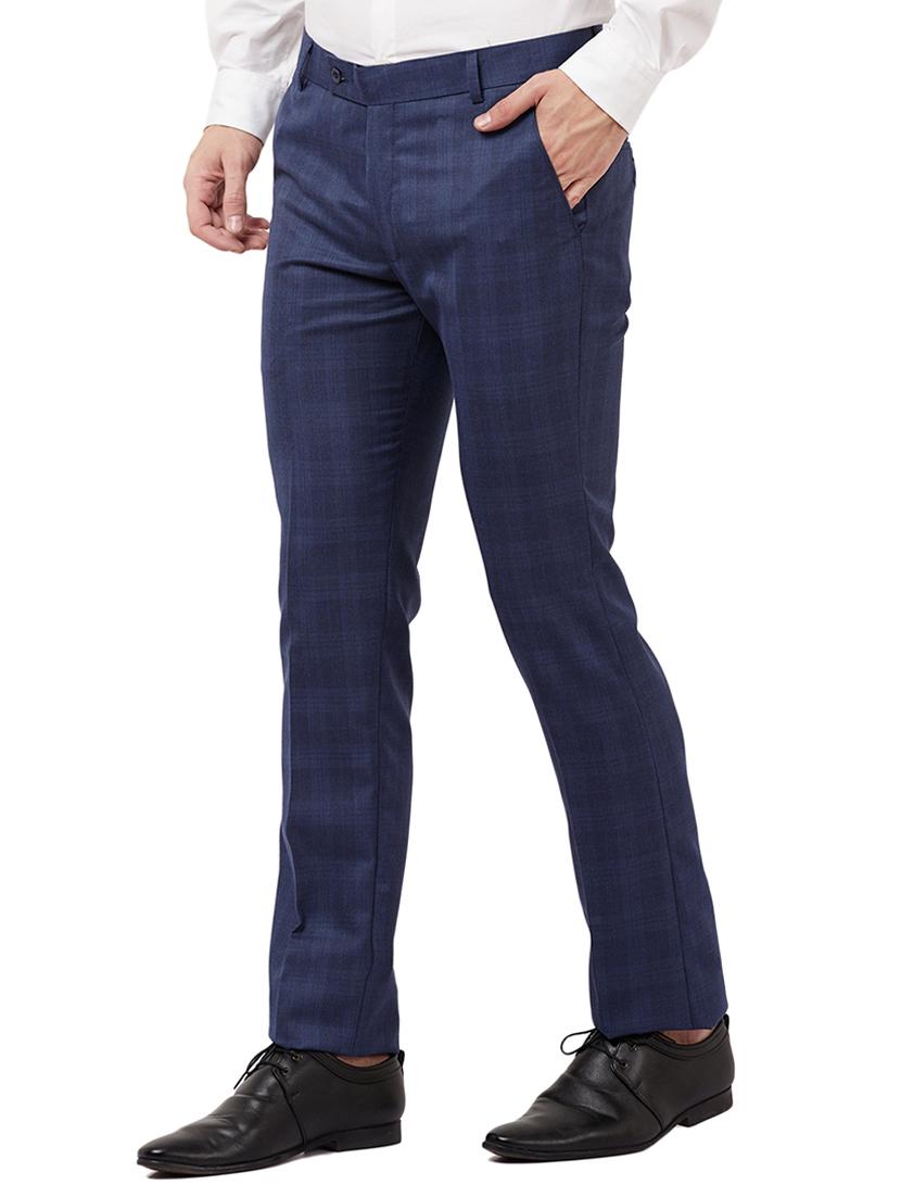 blue checkered flat front formal trouser - 16721732 - Zoom Image - 2