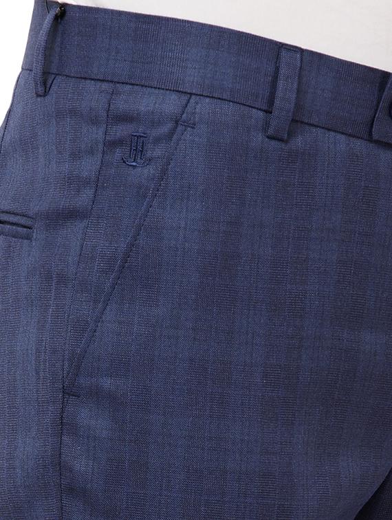 blue checkered flat front formal trouser - 16721732 - Zoom Image - 5