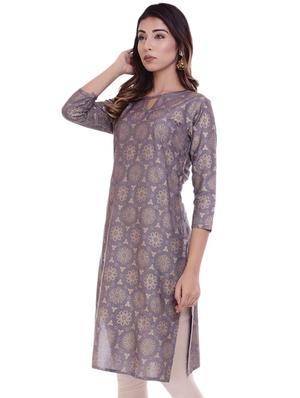 gold print straight kurta - 16723113 - Standard Image - 2