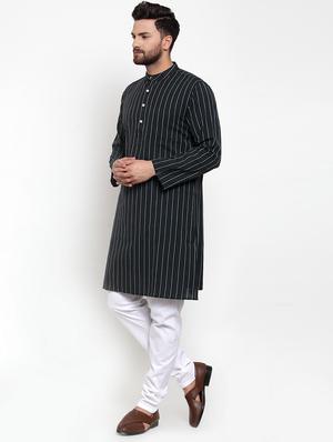 black striped long kurta - 16724125 - Standard Image - 2
