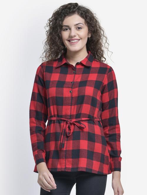 tie front checkered shirt - 16724655 - Standard Image - 1