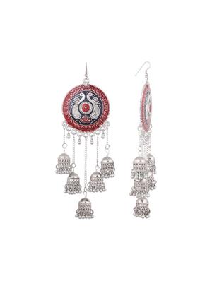 red metal jhumka earring - 16724729 - Standard Image - 2