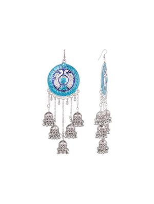 blue metal jhumka earring - 16724730 - Standard Image - 2