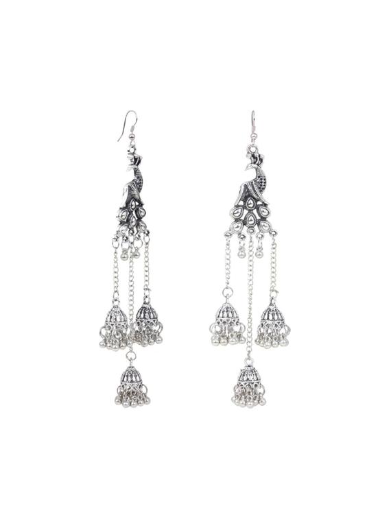 black metal jhumka earring - 16724735 - Zoom Image - 2