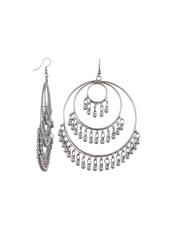 silver metal jhumka earring - 16724741 - Zoom Image - 2