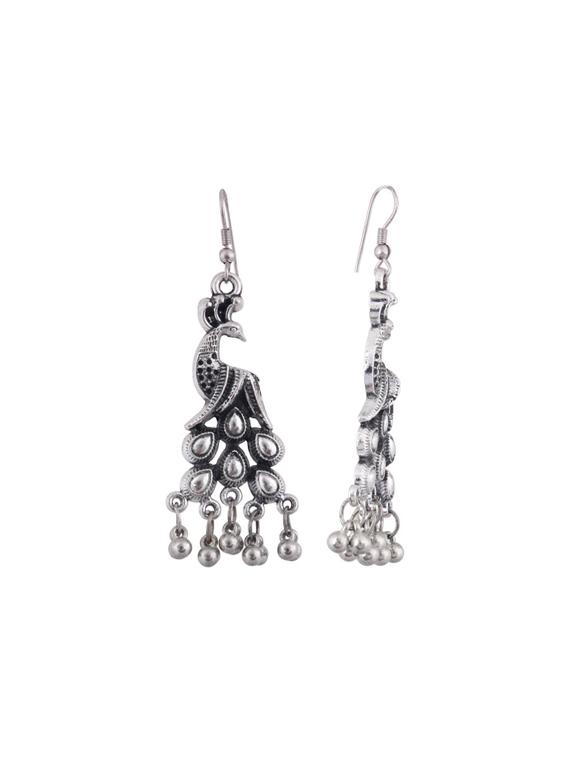silver metal jhumka earring - 16724742 - Zoom Image - 2