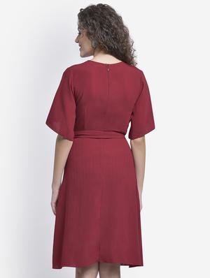 tie front round neck a-line dress - 16724780 - Standard Image - 2