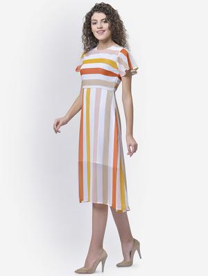 round neck striped a-line dress - 16724783 - Standard Image - 2