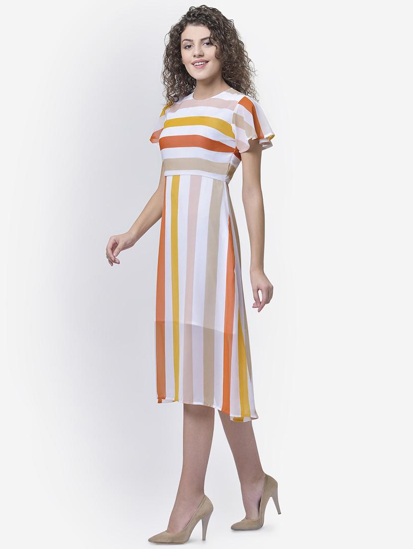 round neck striped a-line dress - 16724783 - Zoom Image - 2