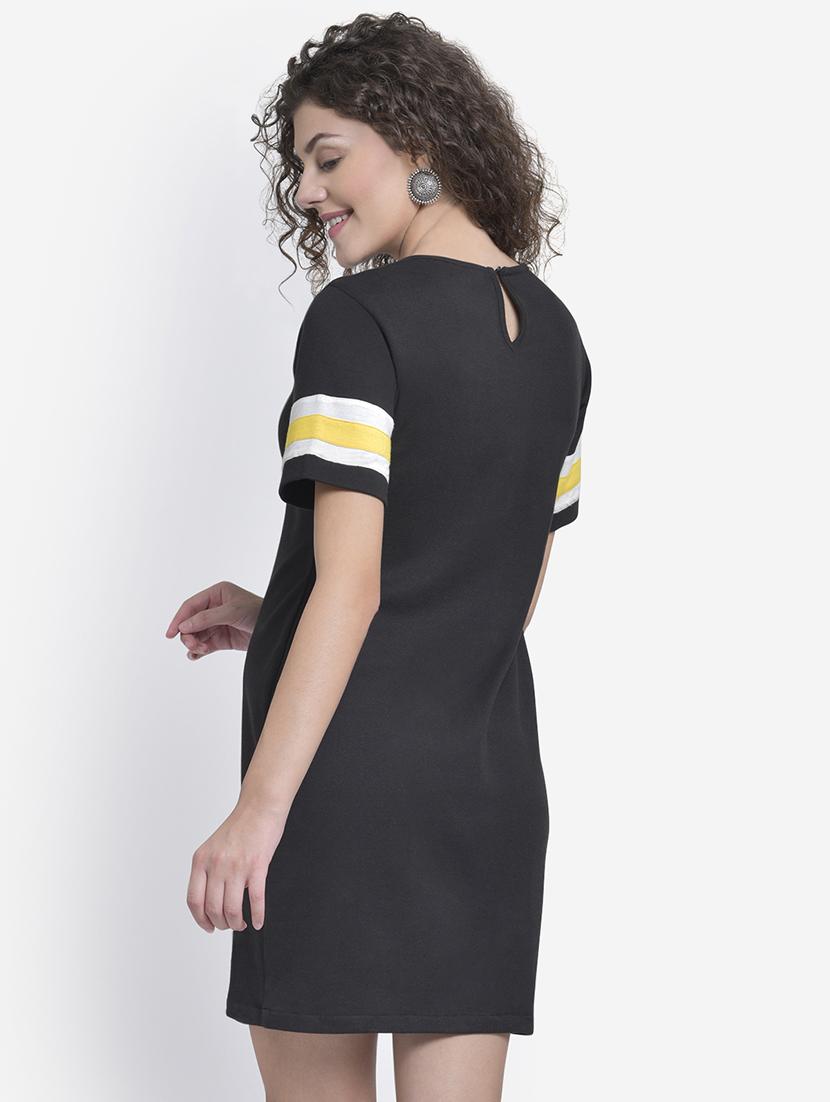 contrast taped round neck shift dress - 16724790 - Zoom Image - 2