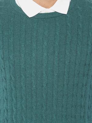 teal blue self design pullover - 16724935 - Standard Image - 5