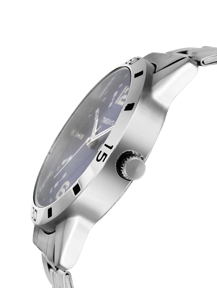 timesmith blue dial silver stainless steel metal strap genuine premium branded day date analog watch for men tsc-024ktd1 - 16725158 - Zoom Image - 2