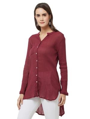 solid high-low kurti - 16725206 - Standard Image - 2