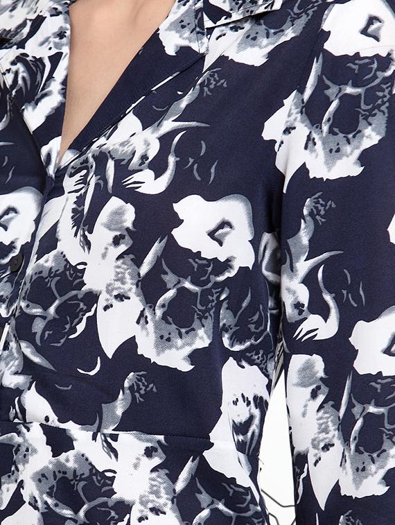 lapel neck floral a-line dress - 16725871 - Zoom Image - 5