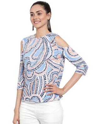 cold shoulder printed top - 16725890 - Standard Image - 2