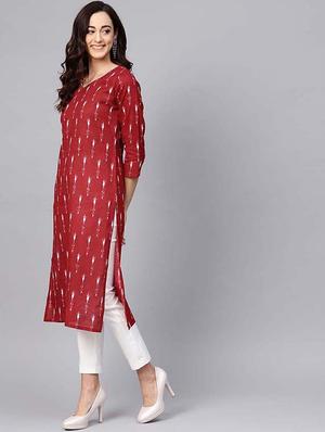 ikat straight kurta - 16725967 - Standard Image - 2