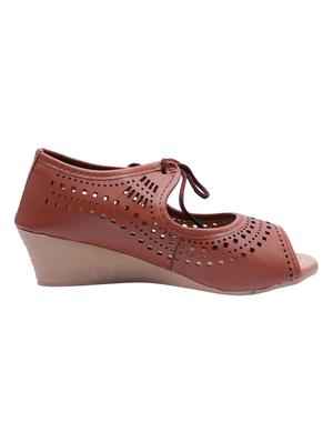 brown lace-up wedges - 16726442 - Standard Image - 2