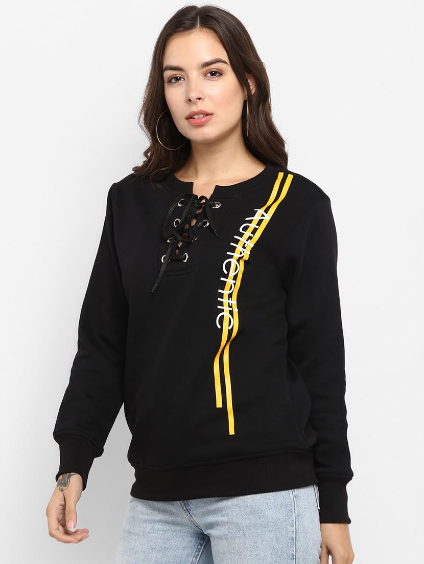 lace up neck graphic pullover - 16726871 - Zoom Image - 2