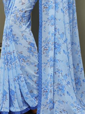 floral printed saree with blouse - 16728470 - Standard Image - 2
