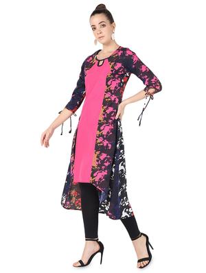 abstract printed contrast high-low kurta - 16728768 - Standard Image - 2