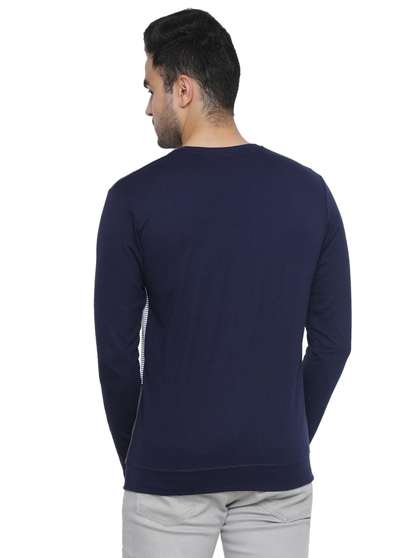 navy blue striped cut & sew pocket t-shirt - 16730053 - Zoom Image - 2