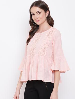 lace detail bell sleeved top - 16730510 - Standard Image - 2