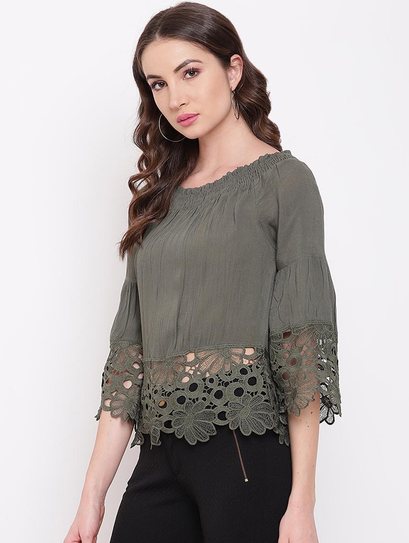 off shoulder lace detail top - 16730514 - Zoom Image - 2