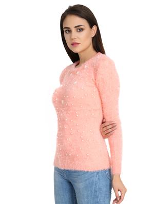 round neck embellished pullover - 16730827 - Standard Image - 2