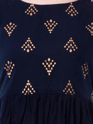 gold print yoke flared kurta - 16730931 - Standard Image - 5