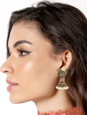 gold brass jhumka earring - 16730963 - Standard Image - 2