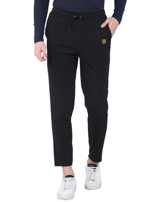 black solid ankle length track pant - 16731003 - Standard Image - 1