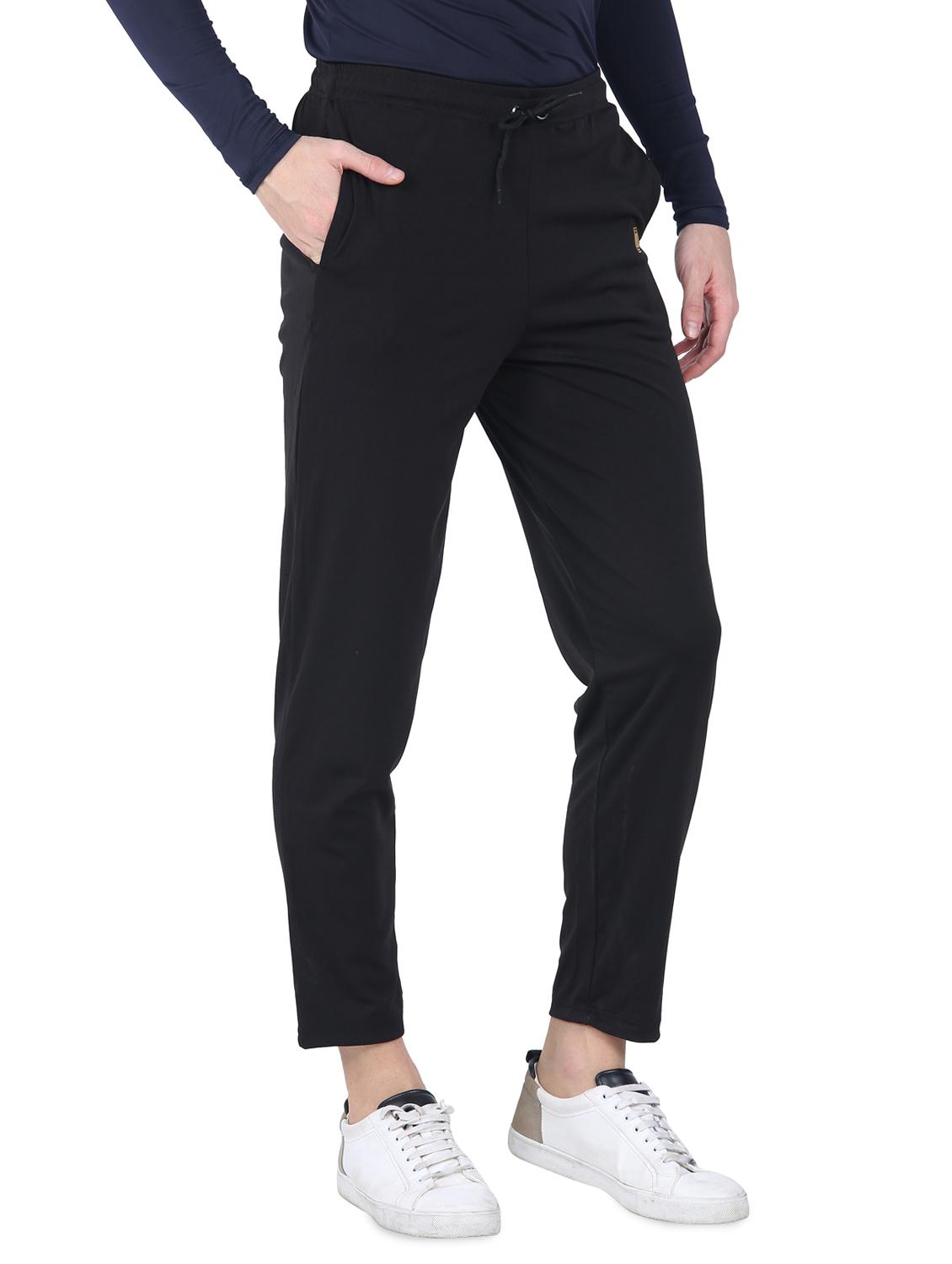 black solid ankle length track pant - 16731003 - Zoom Image - 2