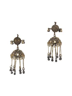 gold brass jhumka earring - 16733306 - Standard Image - 2