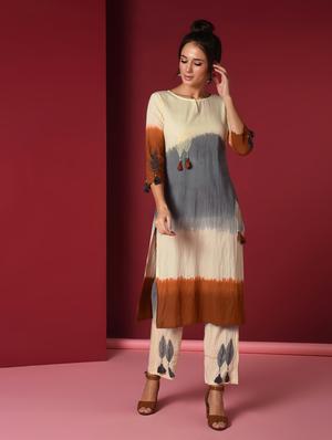 tie & dye kurta pant set - 16733994 - Standard Image - 2