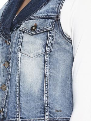 lapel neck denim jacket - 16734564 - Standard Image - 5