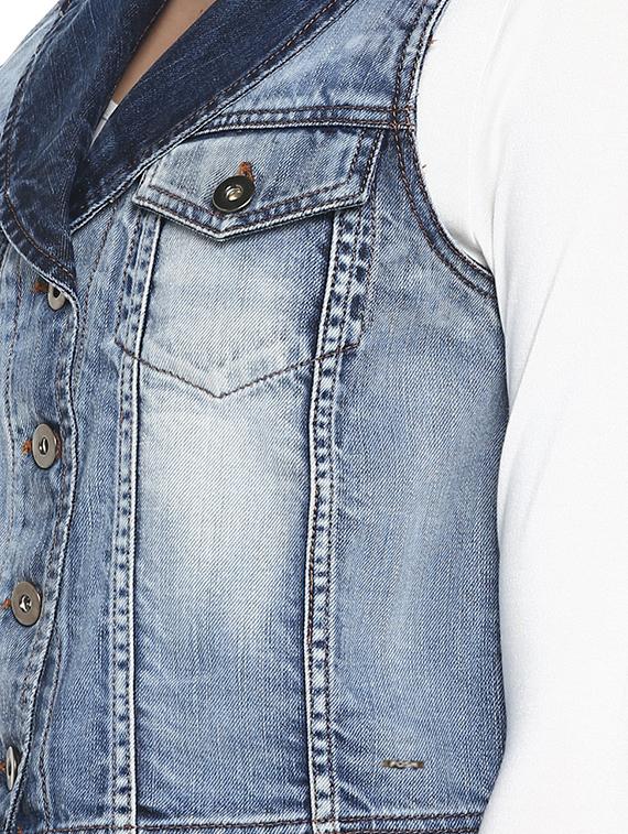 lapel neck denim jacket - 16734564 - Zoom Image - 5