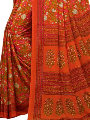 floral printed saree with blouse - 16734801 - Standard Image - 2