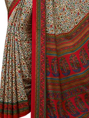 floral printed saree with blouse - 16734804 - Standard Image - 2