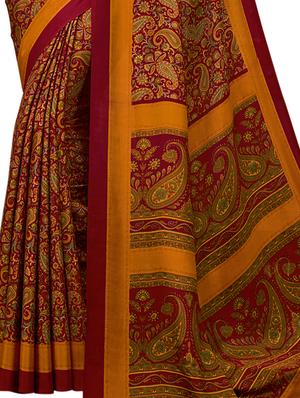 paisley printed saree with blouse - 16734828 - Standard Image - 2