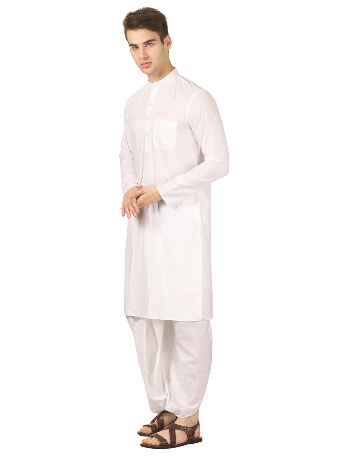 white solid dhoti kurta set - 16735387 - Zoom Image - 2