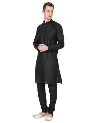 black solid kurta pyjama set - 16735388 - Standard Image - 2