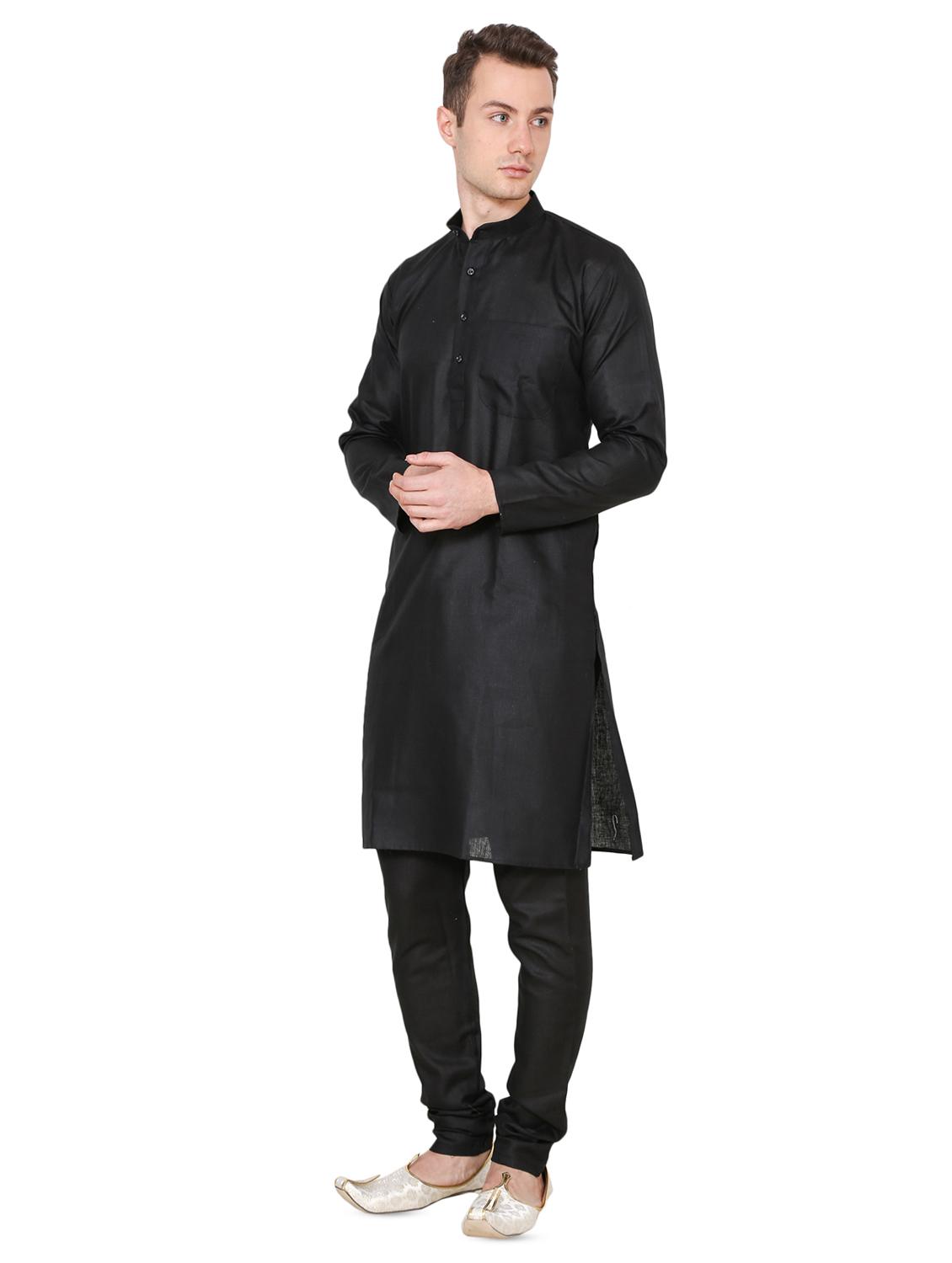 black solid kurta pyjama set - 16735388 - Zoom Image - 2