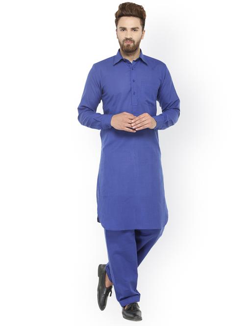 blue solid pathani set - 16735393 - Standard Image - 1