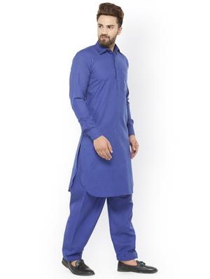 blue solid pathani set - 16735393 - Standard Image - 2