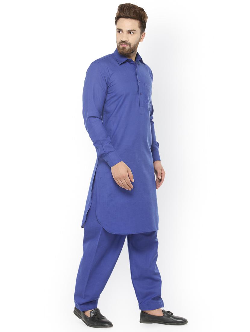 blue solid pathani set - 16735393 - Zoom Image - 2