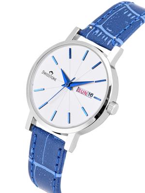 swisstone l815buwht-blu blue leather strap wrist watch for women - 16736166 - Standard Image - 2