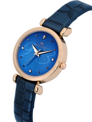 swisstone ck319-rgblue blue leather strap analog wrist watch for women - 16736178 - Standard Image - 2